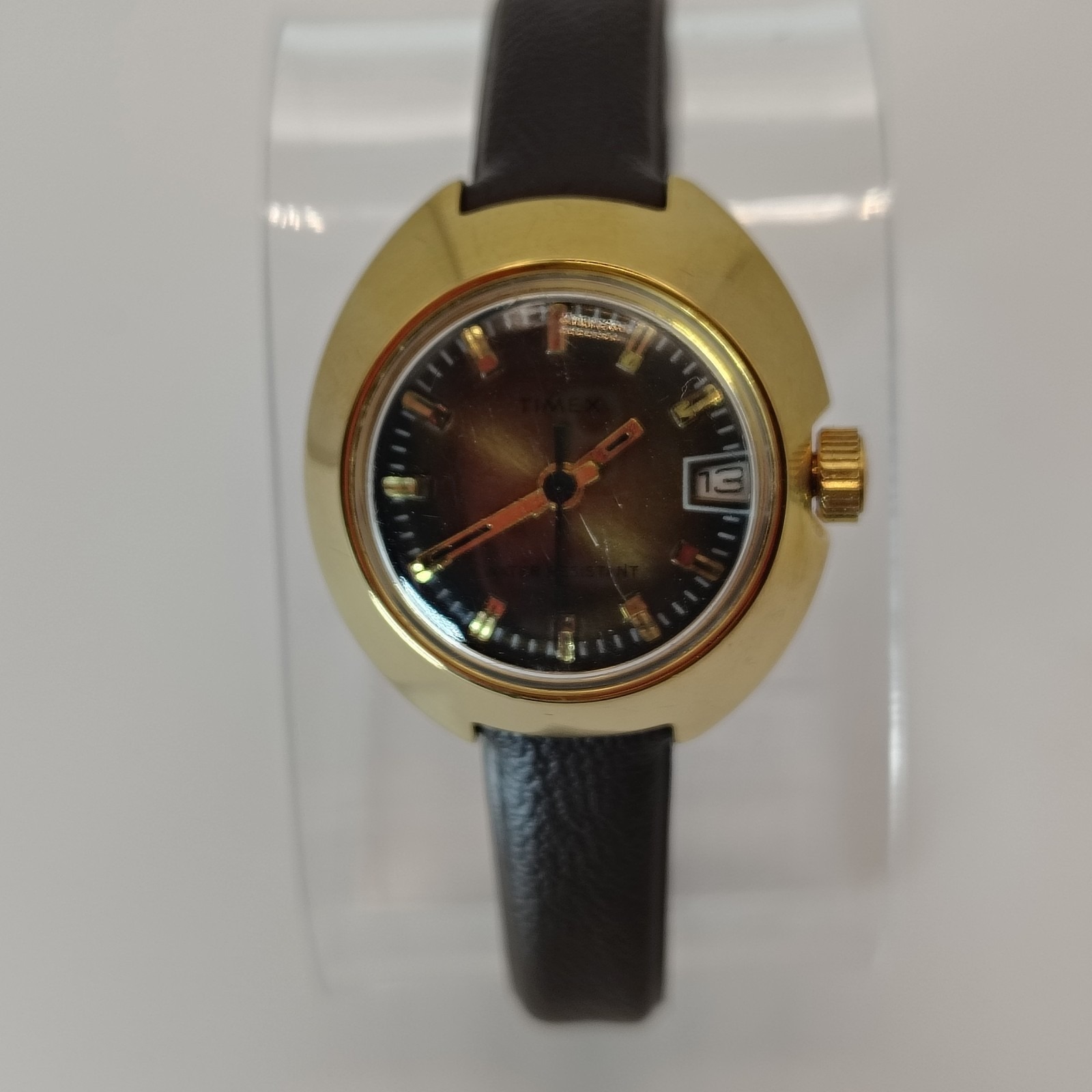 Vintage 1974 Timex Date Sunburst Mechanical Wind Women's Watch Fully Restored